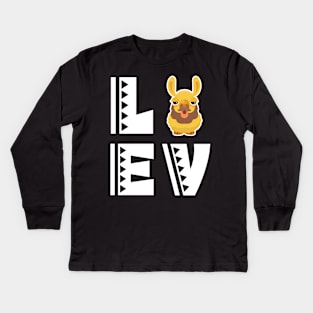 Cute love alpaca t shirt funny alpaca lover gifts for kids Kids Long Sleeve T-Shirt